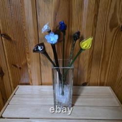 6 Hand Blown Glass Murano Style Flowers 12 Long Art Glass Centerpiece