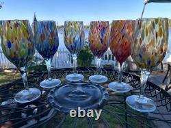 6 Hand Blown MILLEFIORI Strech All Purpose Goblets Wine Glasses Murano Style 6 Hand Blown MILLEFIORI Strech All Purpose Goblets Wine Glasses Murano Style