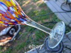6 Hand Blown MILLEFIORI Strech All Purpose Goblets Wine Glasses Murano Style