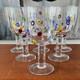 6 Leonardo Murano Millefiori Wine Water Glasses Goblets 7-1/4H Hand Blown EXC