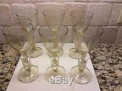 6 MURANO VENETIAN HAND BLOWN YELLOW SWAN GLASS STEMS VINTAGE 1940s