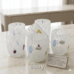 6 Murano Glass Drinking Glasses Goti de Fornasa Hand Blown Colorful Made in Ital