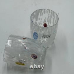 6 Murano Glass Drinking Glasses Goti de Fornasa Hand Blown Colorful Made in Ital