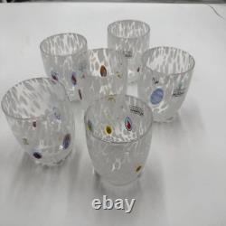 6 Murano Glass Drinking Glasses Goti de Fornasa Hand Blown Colorful Made in Ital