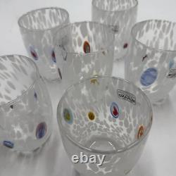 6 Murano Glass Drinking Glasses Goti de Fornasa Hand Blown Colorful Made in Ital