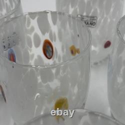 6 Murano Glass Drinking Glasses Goti de Fornasa Hand Blown Colorful Made in Ital