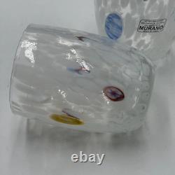 6 Murano Glass Drinking Glasses Goti de Fornasa Hand Blown Colorful Made in Ital