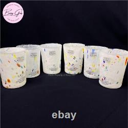 6 Murano Vetreria Art White Confetti Drinking Hand Blown Tumbler Glasses ITALY