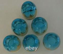 6 New Hand-blown Glasses Blue 24 Karat Gold by Vecchia Murano with Certification