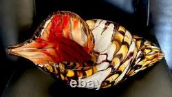 60's Hand Blown Murano Style Vintage Glass Art Conch Sea Shell Sculpture 10'long