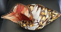 60's Hand Blown Murano Style Vintage Glass Art Conch Sea Shell Sculpture 10'long