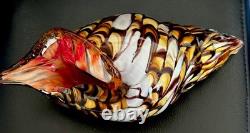 60's Hand Blown Murano Style Vintage Glass Art Conch Sea Shell Sculpture 10'long