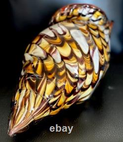 60's Hand Blown Murano Style Vintage Glass Art Conch Sea Shell Sculpture 10'long