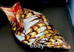 60's Hand Blown Murano Style Vintage Glass Art Conch Sea Shell Sculpture 10'long