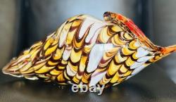 60's Hand Blown Murano Style Vintage Glass Art Conch Sea Shell Sculpture 10'long