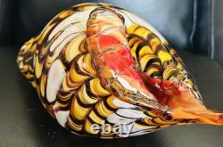 60's Hand Blown Murano Style Vintage Glass Art Conch Sea Shell Sculpture 10'long