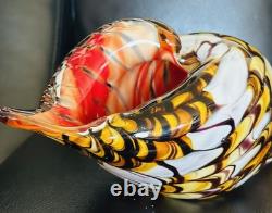 60's Hand Blown Murano Style Vintage Glass Art Conch Sea Shell Sculpture 10'long
