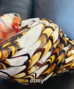 60's Hand Blown Murano Style Vintage Glass Art Conch Sea Shell Sculpture 10'long