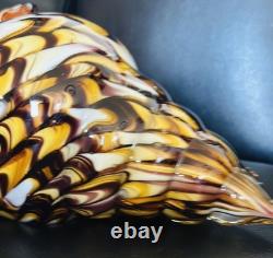 60's Hand Blown Murano Style Vintage Glass Art Conch Sea Shell Sculpture 10'long