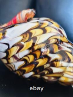 60's Hand Blown Murano Style Vintage Glass Art Conch Sea Shell Sculpture 10'long