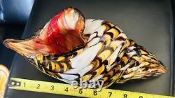 60's Hand Blown Murano Style Vintage Glass Art Conch Sea Shell Sculpture 10'long