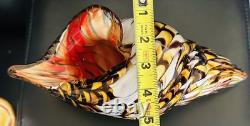 60's Hand Blown Murano Style Vintage Glass Art Conch Sea Shell Sculpture 10'long