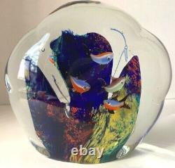 7 Fish 5 Murano Glass Aquarium Paperweight Jellyfish Italy Vintage Hand Blown