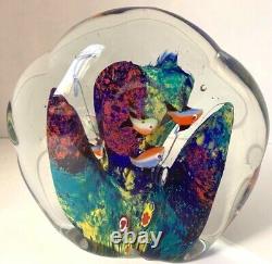 7 Fish 5 Murano Glass Aquarium Paperweight Jellyfish Italy Vintage Hand Blown