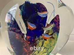 7 Fish 5 Murano Glass Aquarium Paperweight Jellyfish Italy Vintage Hand Blown