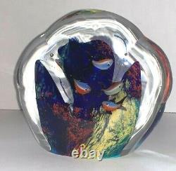 7 Fish 5 Murano Glass Aquarium Paperweight Jellyfish Italy Vintage Hand Blown