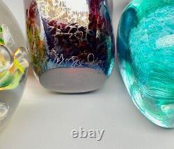 7 Vintage Glass Paperweights Heart Swirls DNA Confetti Canes 2.25 -3.5 Signed