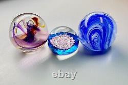 7 Vintage Glass Paperweights Heart Swirls DNA Confetti Canes 2.25 -3.5 Signed