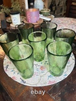 7 Yalos Casa Murano Green Hand-Blown Drinking Glass Tumbler Italy