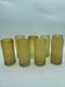 8 MCM Murano Hand Blown Amber Art Glass Highball Tumblers Applied Drape Ribbons