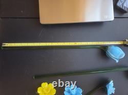 8 Murano Style Hand Blown Glass Flowers