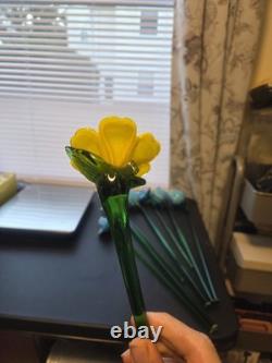 8 Murano Style Hand Blown Glass Flowers