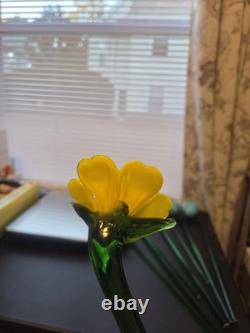 8 Murano Style Hand Blown Glass Flowers