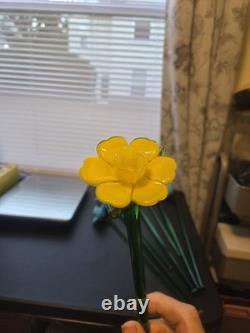 8 Murano Style Hand Blown Glass Flowers