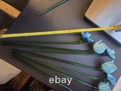8 Murano Style Hand Blown Glass Flowers