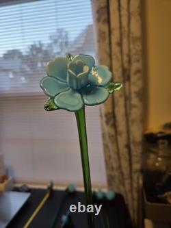 8 Murano Style Hand Blown Glass Flowers