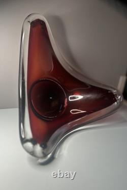 8 Murano Style MCM Vintage Red Hand Blown Glass Bowl Ashtray Sommerso Style