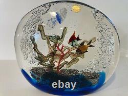 9.5 lb Vintage Murano Art Glass Fish Aquarium with jellyfish original sticker