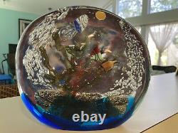 9.5 lb Vintage Murano Art Glass Fish Aquarium with jellyfish original sticker