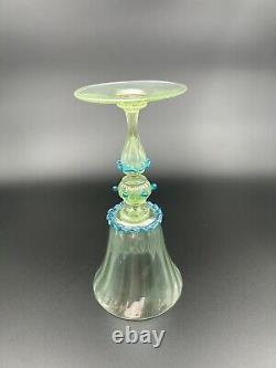 9 Venetian Murano Hand Blown Goblet Wine Glasses Green Blue Rigaree Salviati