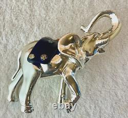 925 Sterling Silver Elephant Hand Blown Millefiori Murano Glass Paperweight 4.5