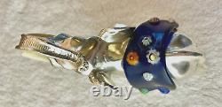 925 Sterling Silver Elephant Hand Blown Millefiori Murano Glass Paperweight 4.5