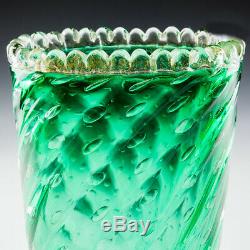 A Barovier & Toso Bullicante Green Vase with Aventurine c1950