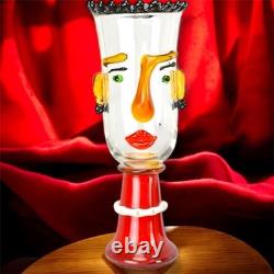 A MURANO STYLE GLASS Vase FIGURINE ABSTRACT Decor Art Bust Blown Colorful Rare
