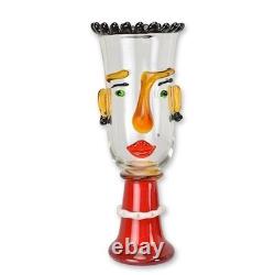 A MURANO STYLE GLASS Vase FIGURINE ABSTRACT Decor Art Bust Blown Colorful Rare