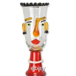 A MURANO STYLE GLASS Vase FIGURINE ABSTRACT Decor Art Bust Blown Colorful Rare